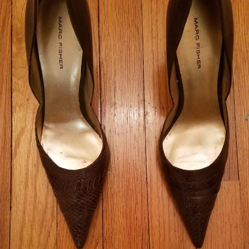 Marc Fisher Brown Leather Stiletto Heels  - Size 10 (No Box)